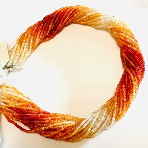 Natural Faceted Mexican Fire Opal Gemstone Beads 14" Precious Strand 2mm-3mm